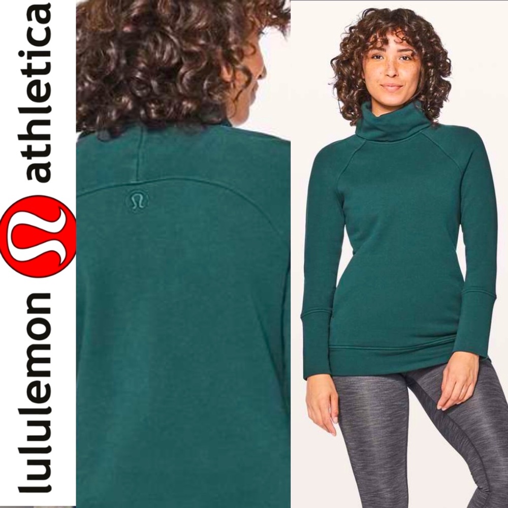 LULULEMON TO YOU TUNIC IN SUBMARINE TEAL GREEN POCKETS TURTLE NECK WINTER WARM
